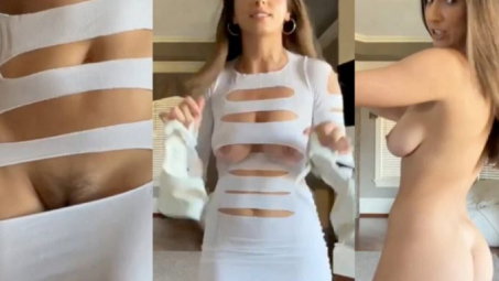 Christina Khalil Nua Vestido Preto e Branco Roupa Vestindo Vídeo Vazado Borntobefuck