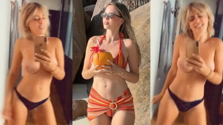 Virginie Conte Loira Peituda Topless Dança na Frente do Espelho Nu Vídeos Vazados Borntobefuck