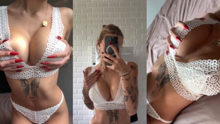 Ydrissia Hot Lingerie de Renda Branca Teasing Vídeo Vazado Borntobefuck